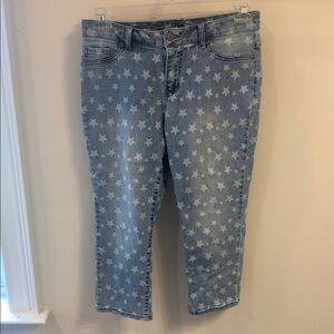 New York & Company Star Patterned Light Blue Jeans